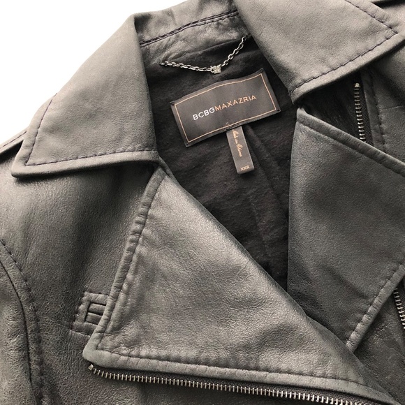 bCBG MAX AZRIA Leather Moto Biker Jacket XXS 2XS - Picture 7 of 7